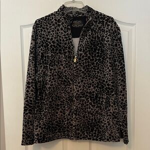 Charter Club Black Brown Animal Print Jacket size 1X